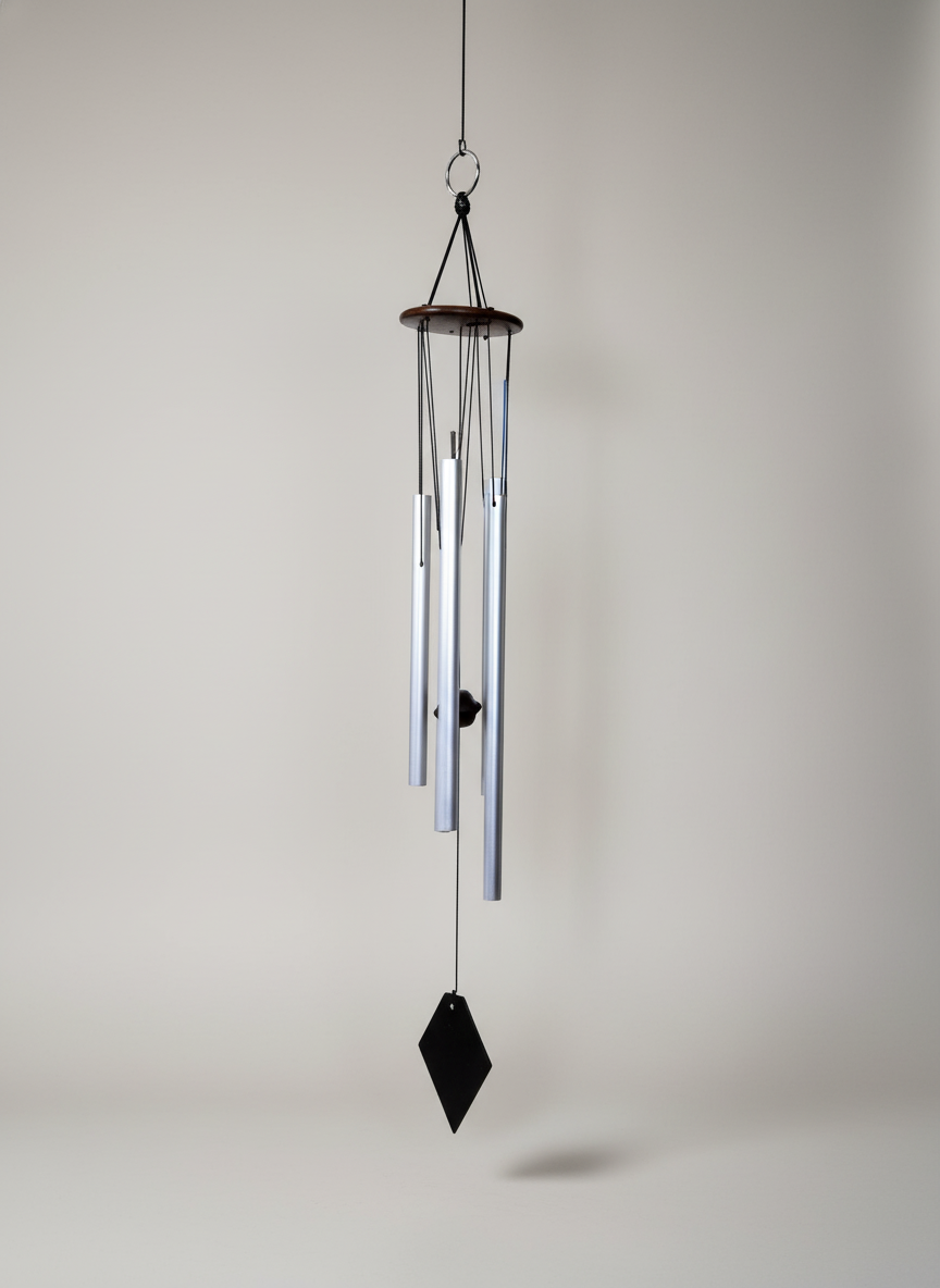 528 Hz wind chime hanging outdoors