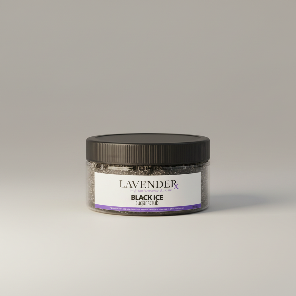 LavenderRx Black Ice Sugar Scrub — in use