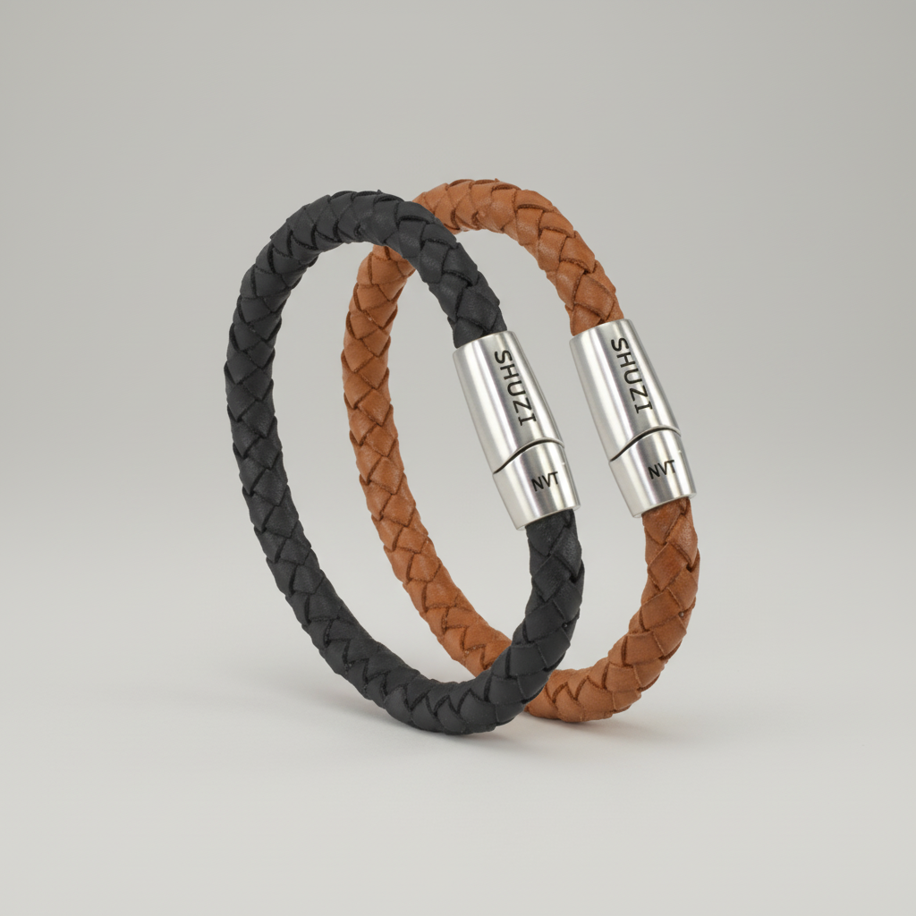 Shuzi Leather EMF Band — in use