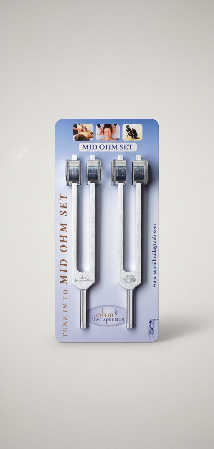 Mid Ohm Tuning Fork Set - 2 Forks 136.1 Hz — in use