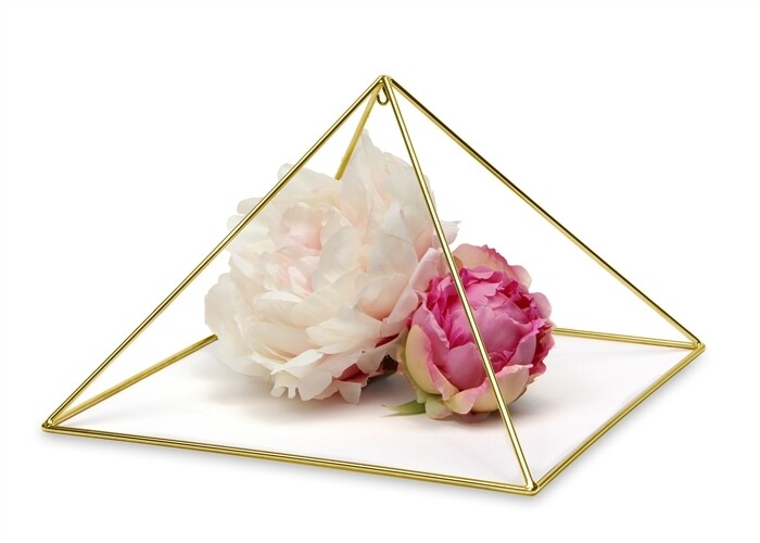 9" Meditation Pyramid with Capstone - 24k Gold-plated Copper — in use