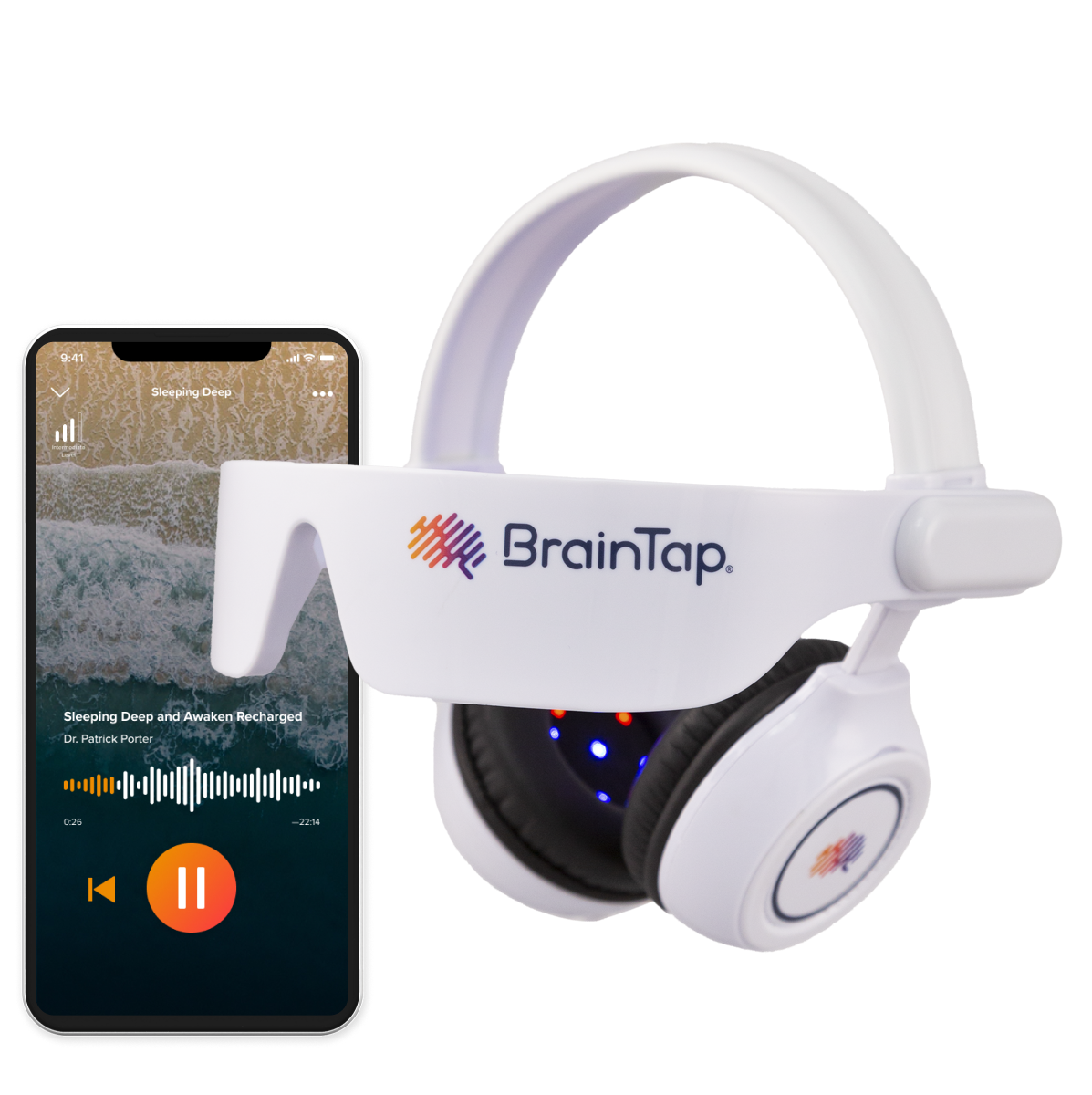 BrainTap Light & Sound Headset — alternate view
