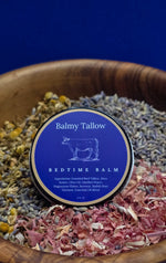 Balmy Tallow Bedtime Balm with lavender and chamomile botanicals for nighttime wellness in Texas, USA