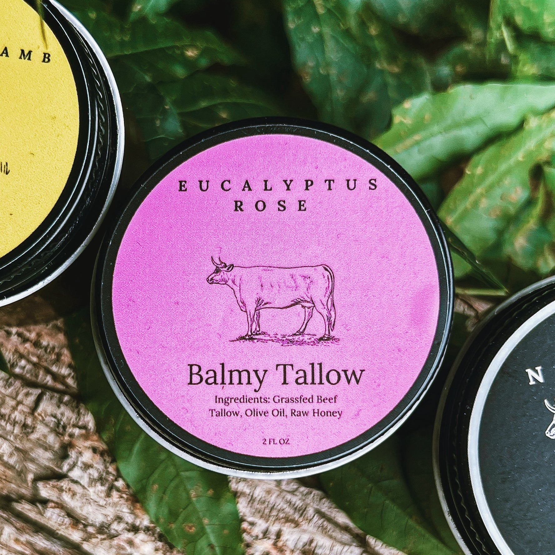 Balmy Tallow Eucalyptus Rose natural wellness balm with grass-fed beef tallow and olive oil in Texas, USA