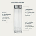 Glass Water Bottle - 500ml — in use