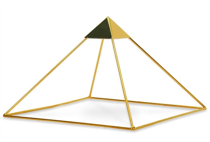9" Meditation Pyramid with Capstone - 24k Gold-plated Copper