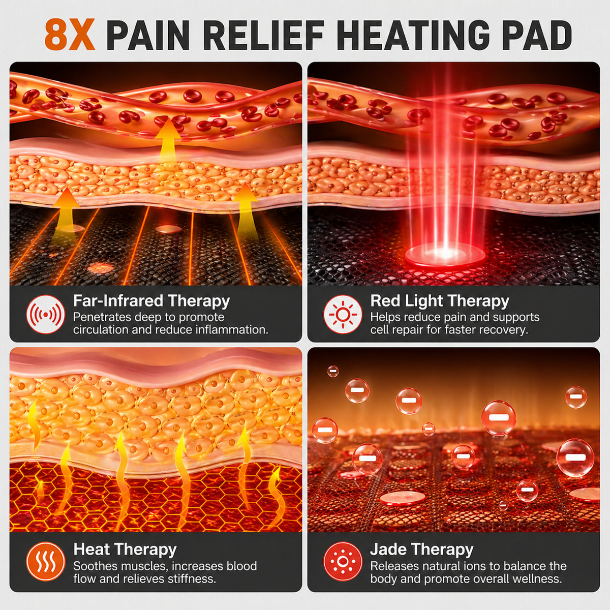 UTK Far Infrared and Red Light Heating Pad — in use