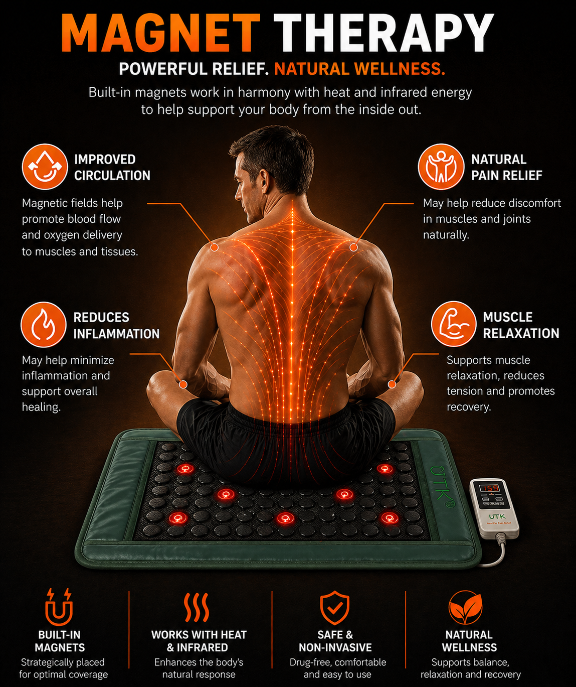 UTK Far Infrared and Red Light Heating Pad — packaging