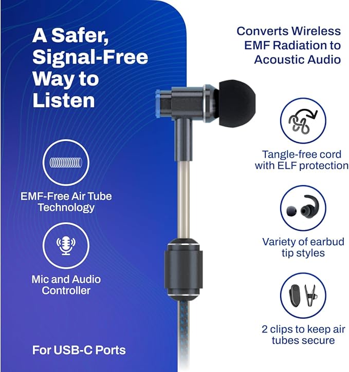 Defender Shield Air Tube EMF Radiation Free Ear Buds — packaging