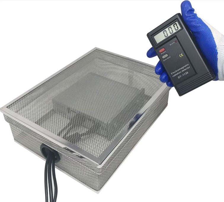 WelAide EMF Faraday Modem Cage — in use