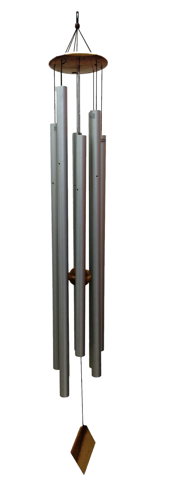Harmonic wind chime with eight aluminum pipes, wood top and wind catcher