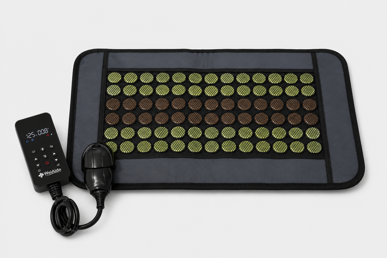 WelAide Far Infrared Heating Pad laid flat showing jade and tourmaline stone surface