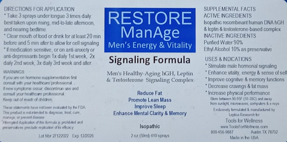 RESTORE - ManAge - Men's Energy & Vitality Formula — detail