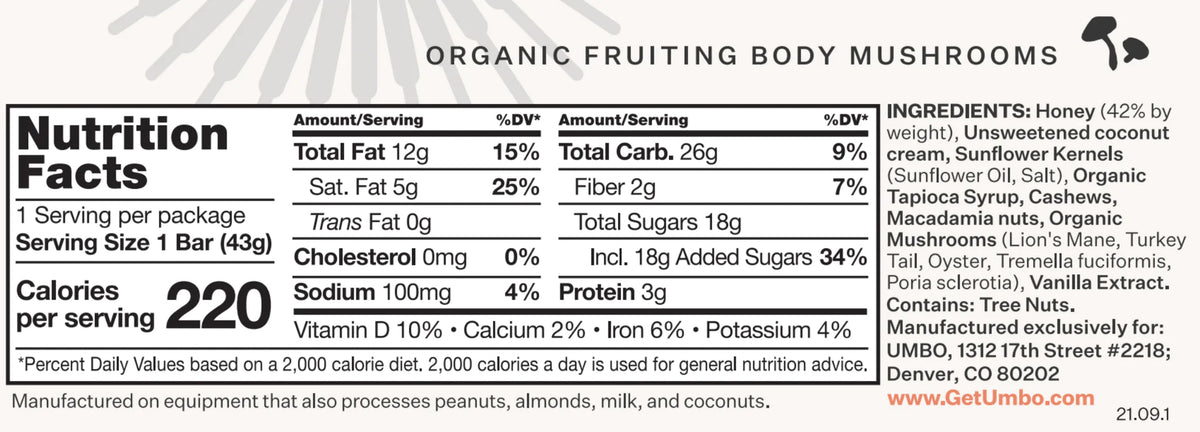Umbo - Dairy Free Macadamia Cashew Mushroom Bar — product photo 6