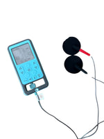 WelAide Neuro Builder kit contents — lead wires, adhesive pads, conductive gloves, carrying case included