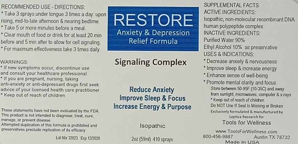 RESTORE - Anxiety & Depression Relief Formula — alternate view