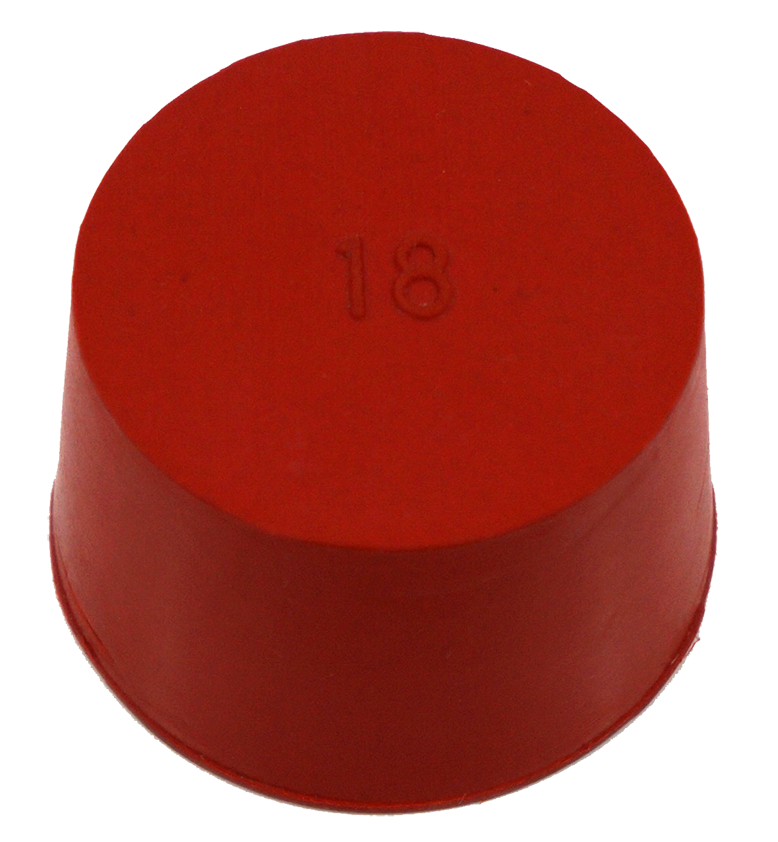 Red rubber tuning fork activator, side view