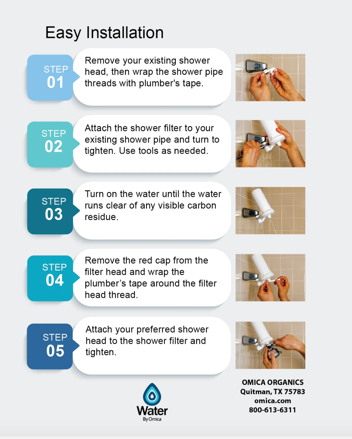 Omica Shower Filter Removes Chlorine, Chloramine, Lead — in use