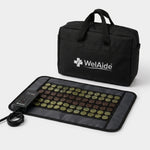 WelAide Far Infrared Heating Pad with jade and tourmaline stones, 15.5 x 23 inches, shown with digital controller