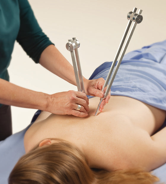 Sound Healing: Vibrational Healing with Ohm Tuning Forks Manual & DVD — in use