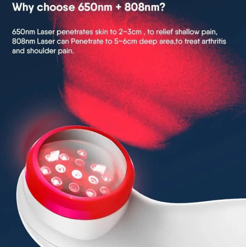 iReliev PainIQ+ Laser Therapy Device — in use