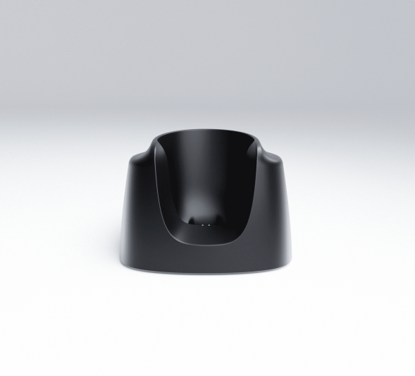 NOVAFON Max charging station, empty black dock with charging contacts inside the cradle.