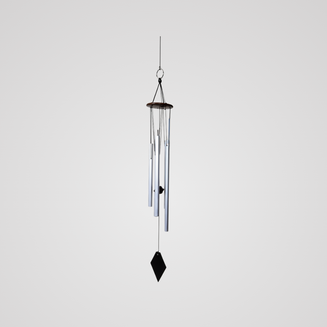 528 Hz wind chime with five slim aluminum tubes and wind catcher