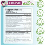 Why Not Natural liquid B complex supplement facts with all 8 B vitamins and a stress and energy blend